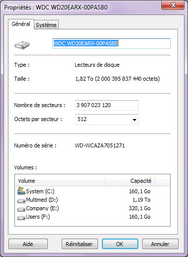 Utiliser Magic Photo Recovery: Propriétés du disque physique