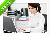 Girl in the office with a laptop