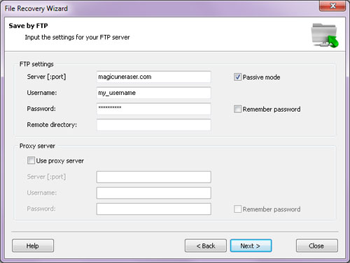 Magic Partition Recovery: FTP Settings